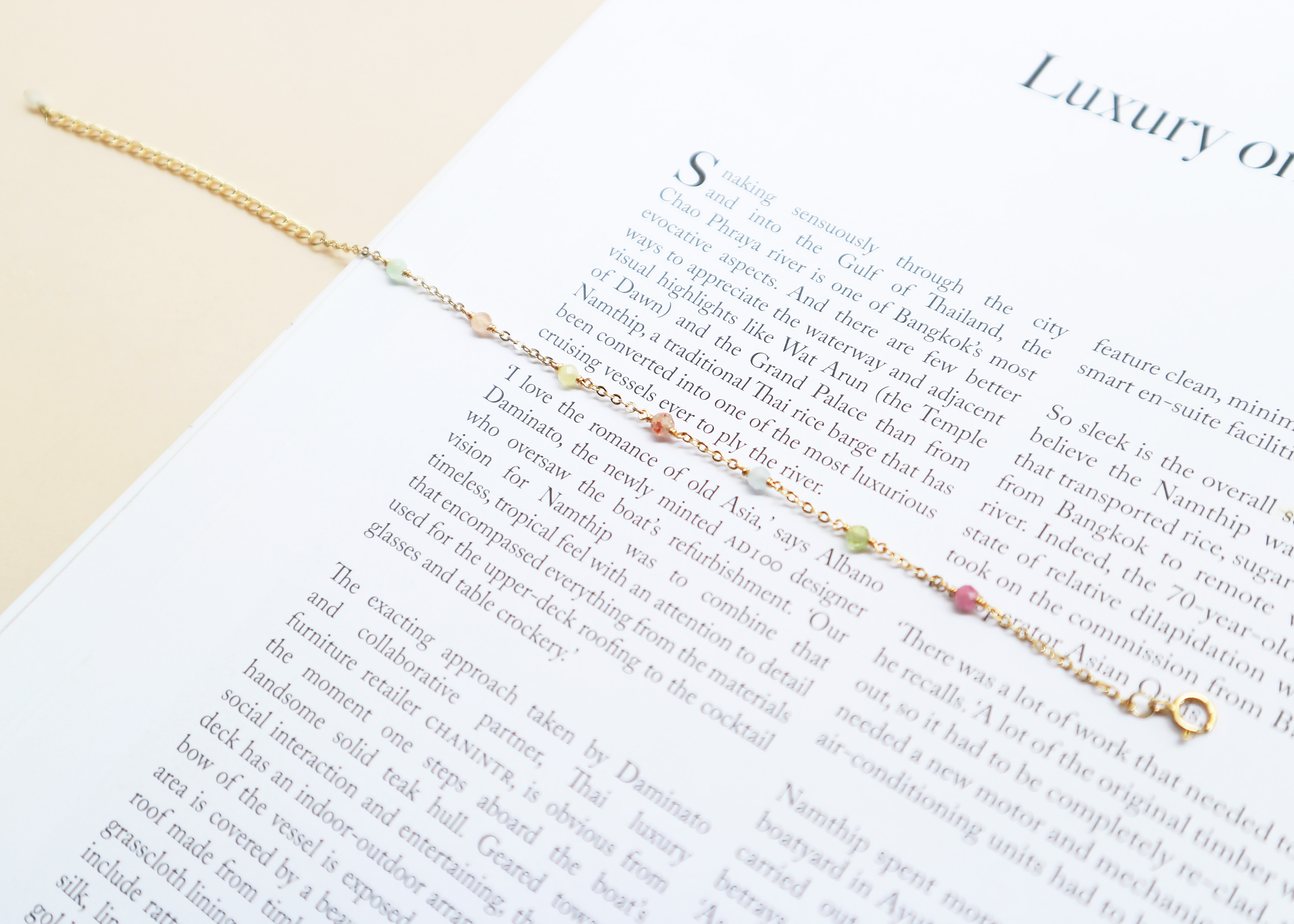 Ada 彩色天然石手鍊-14K注金