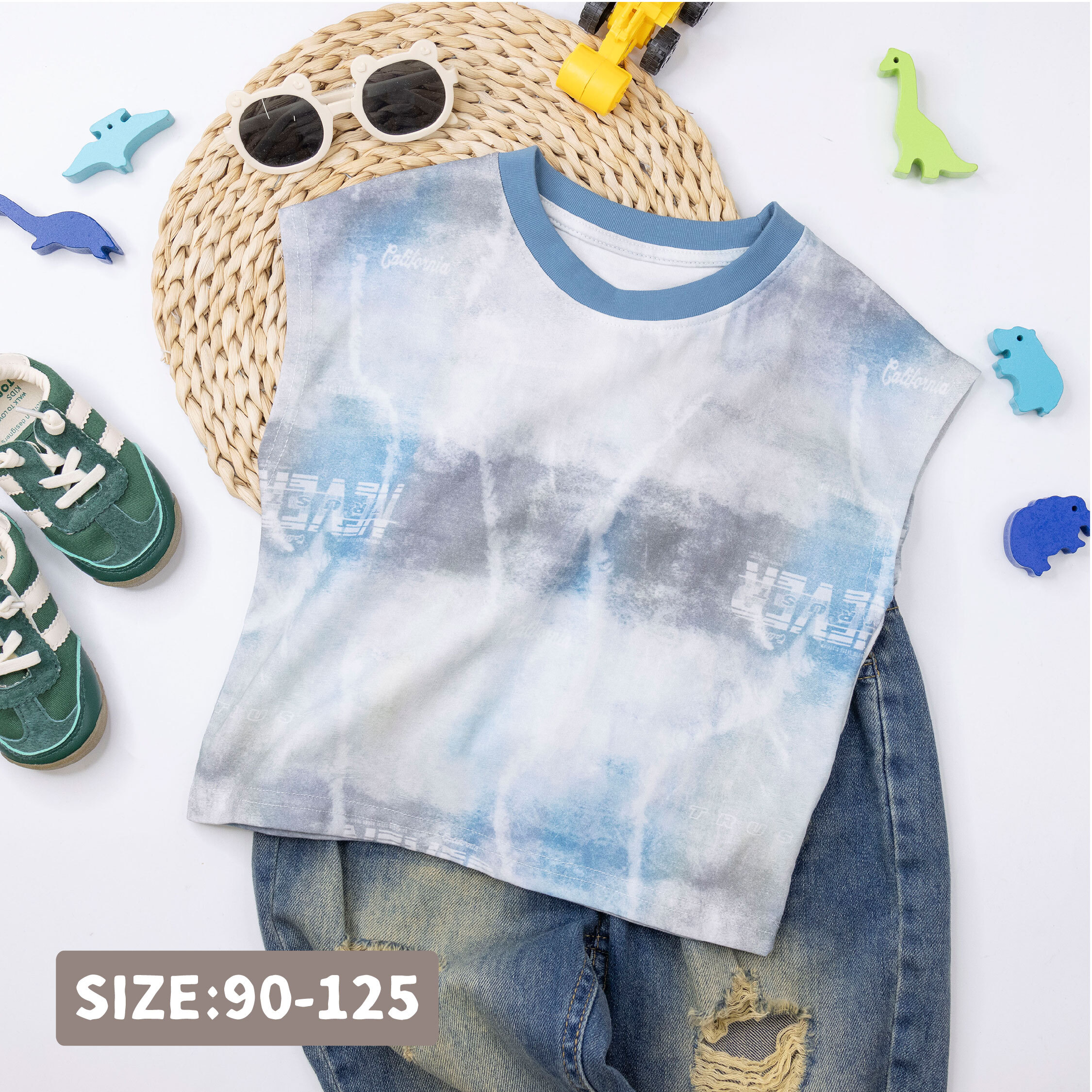 炫彩造型英字舒適無袖上衣/背心 (H50671)