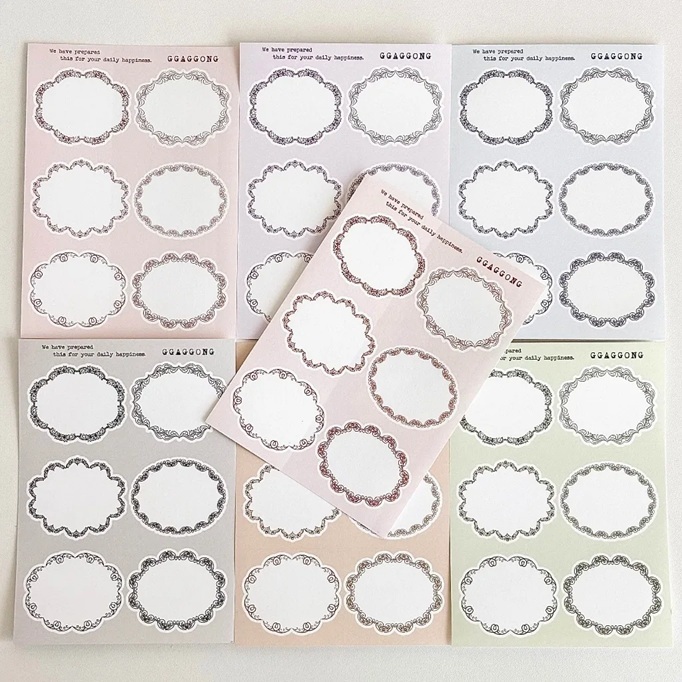 韓國 ggaggong．古典橢圓形標籤貼紙包
