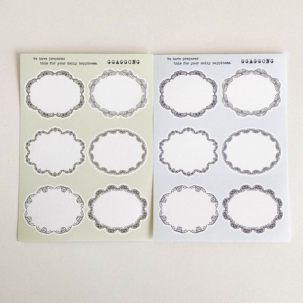 韓國 ggaggong．古典橢圓形標籤貼紙包