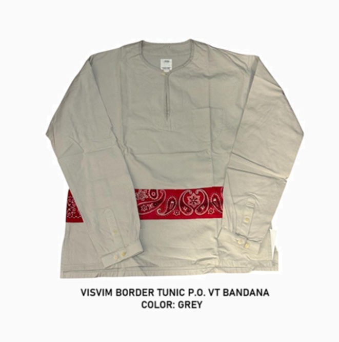 ON SALE: VISVIM BORDER TUNIC P.O. VT BANDANA *F.I.L. EXCLUSIVE - GREY SIZE 3 IN STOCK NOW (現貨發售中)