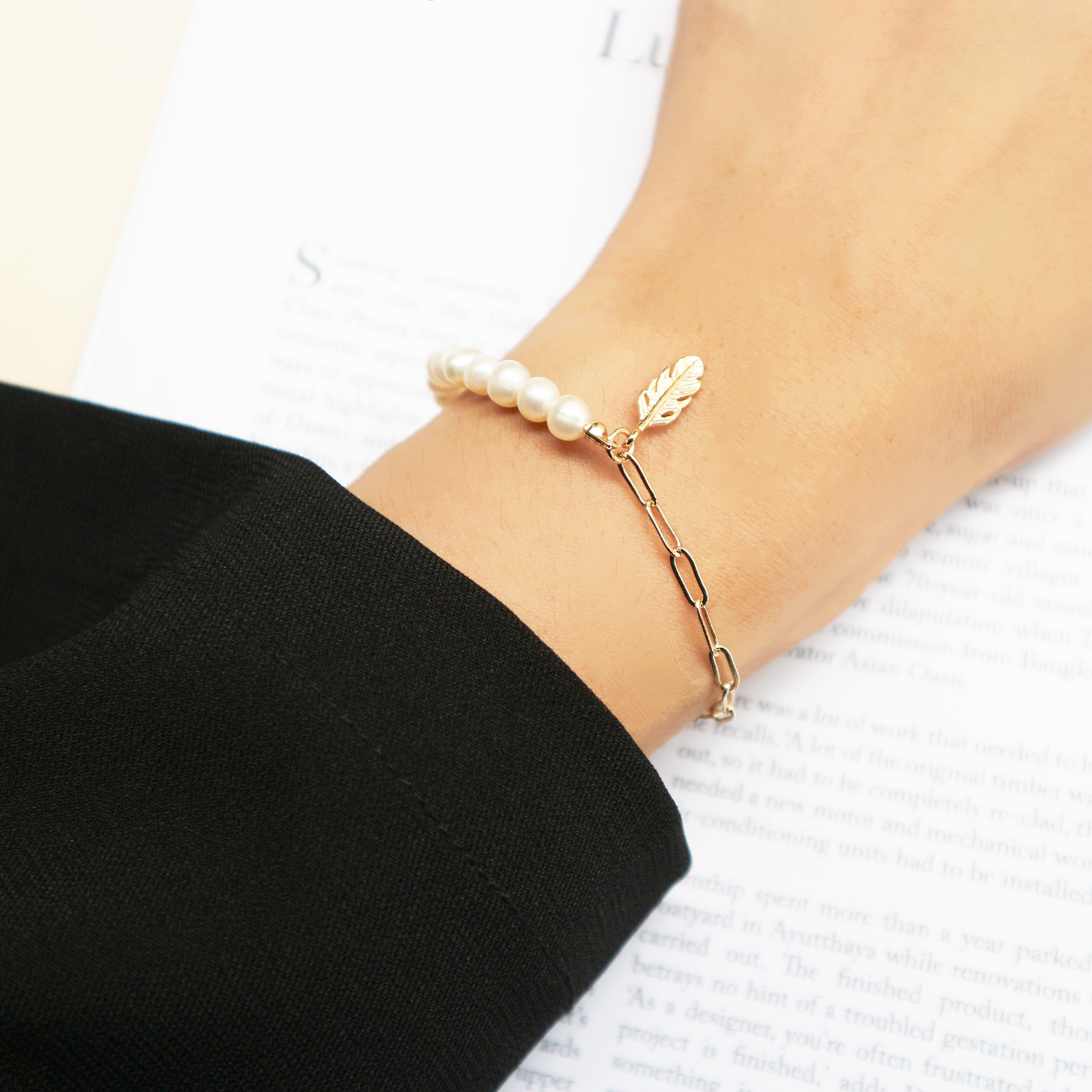 葉子珍珠 不對稱設計手鍊