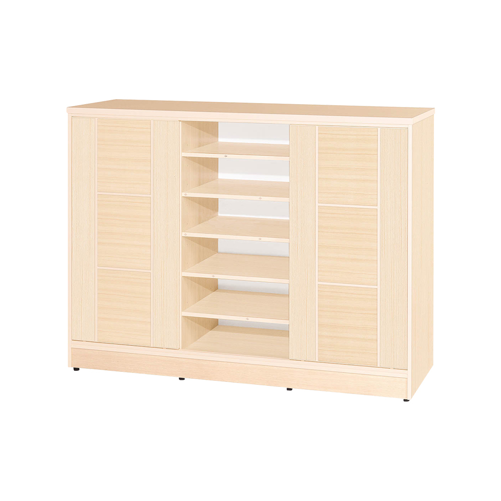 南亞塑鋼-4.6尺方塊直飾條二推/拉門中開放防水塑鋼鞋櫃