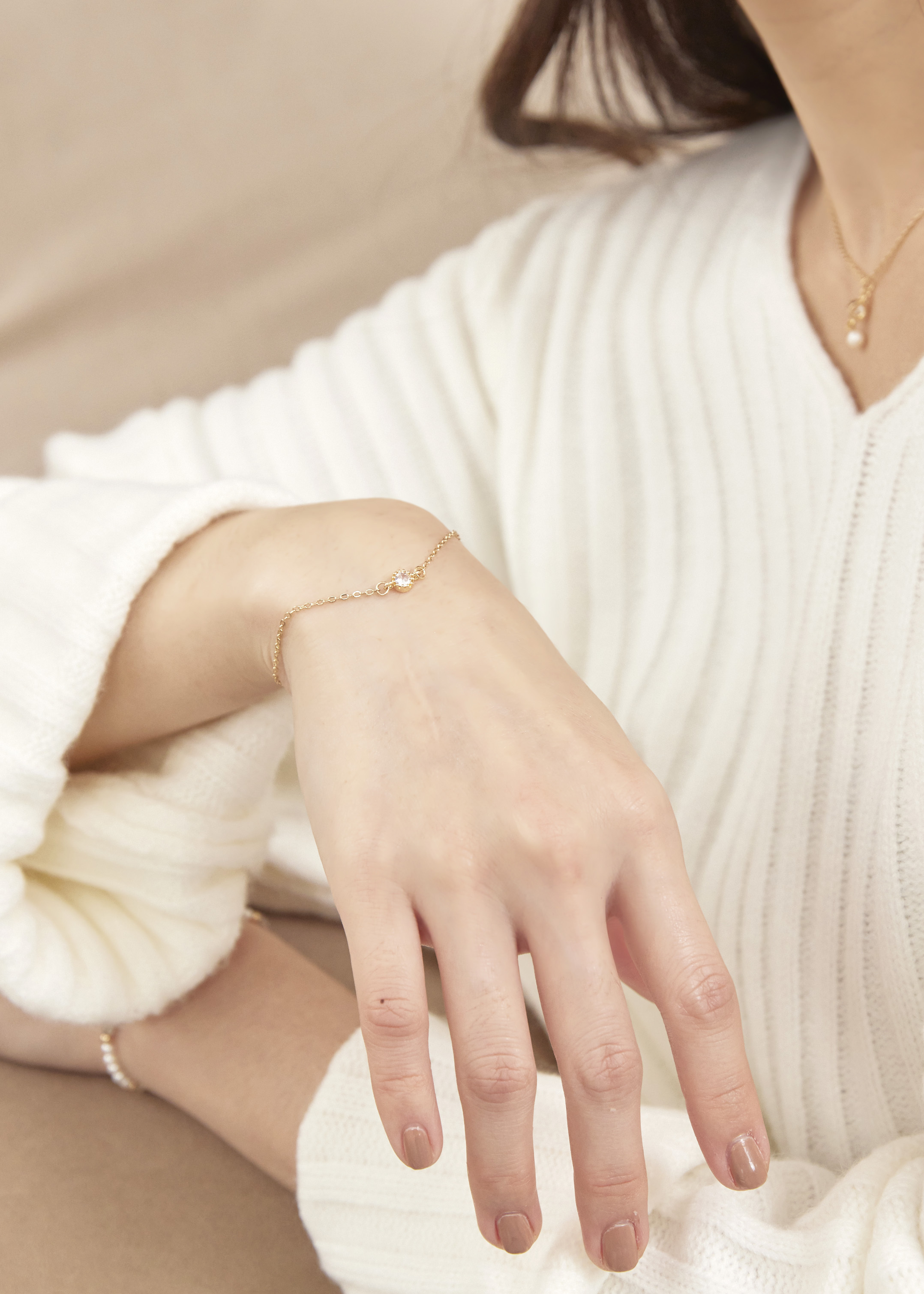 簡約單顆鋯石手鍊