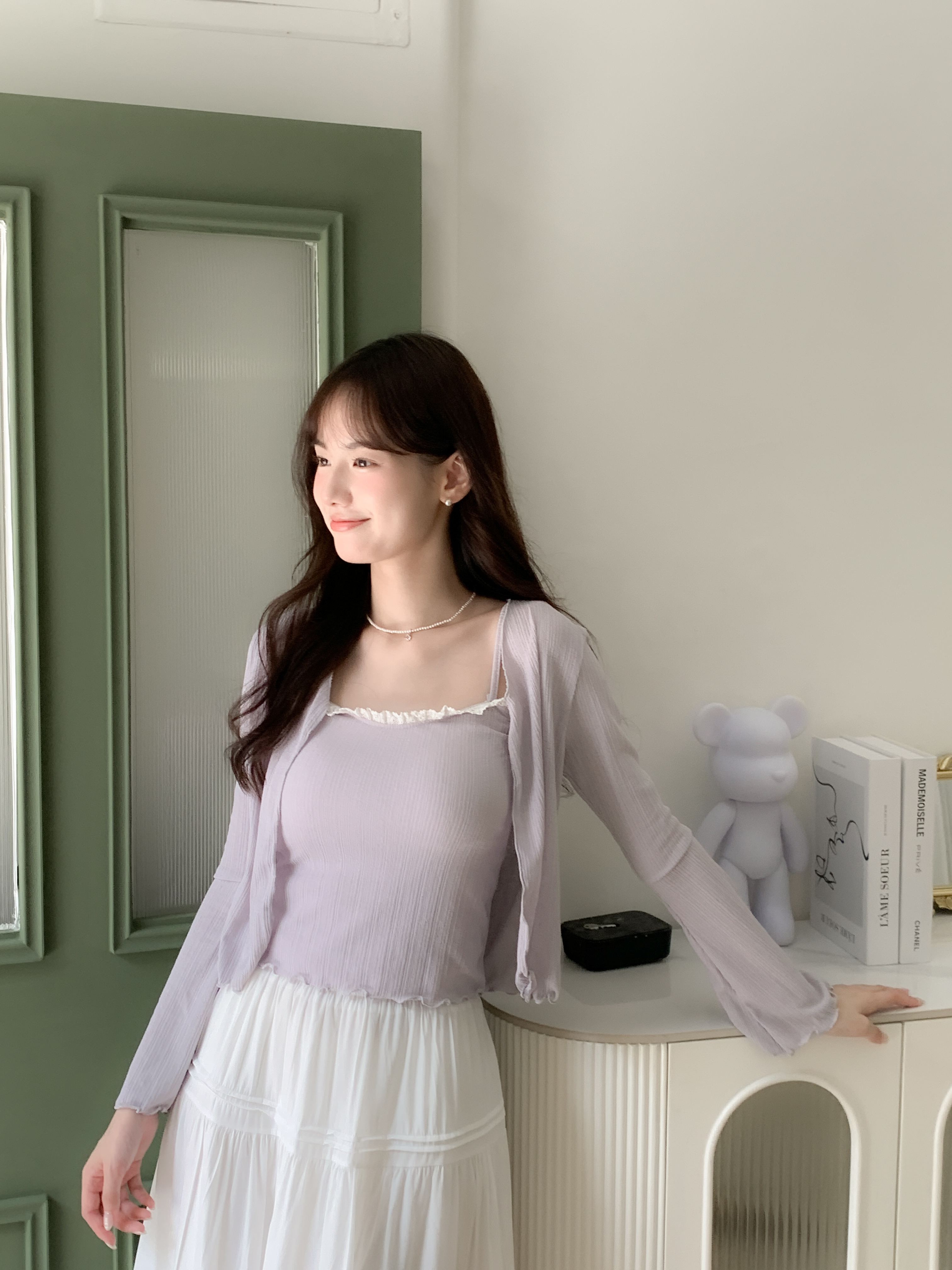 🚀當日出貨【🌸早春新品 】 法式蕾絲溫柔感背心+罩衫set ( 3 colors )