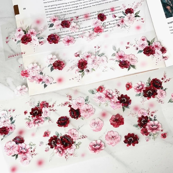 韓國 ggaggong．Red Blush 6cm亮面PET紙膠帶  <只有整捲>