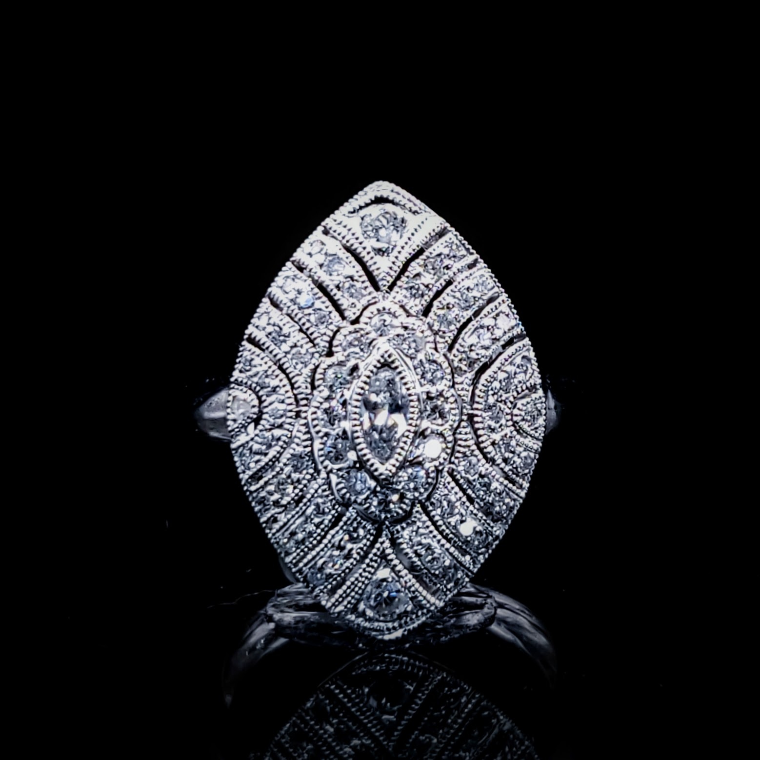 18K White Gold 0.71ct Marquise Cut Diamond Ring