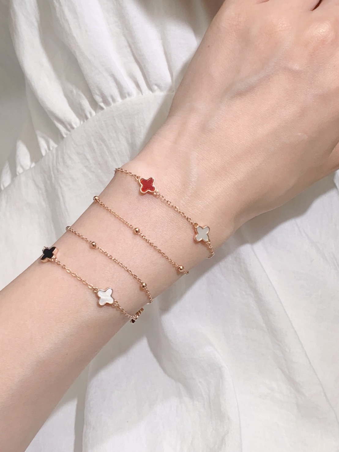 KADER四葉草手鍊 黑 / 紅