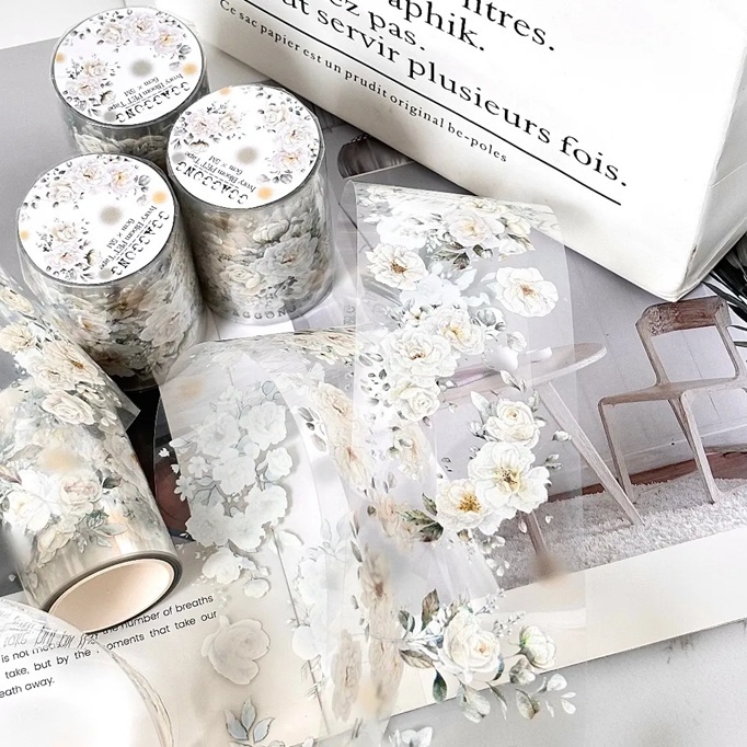 韓國 ggaggong．象牙白 6cm亮面PET紙膠帶  <只有整捲>