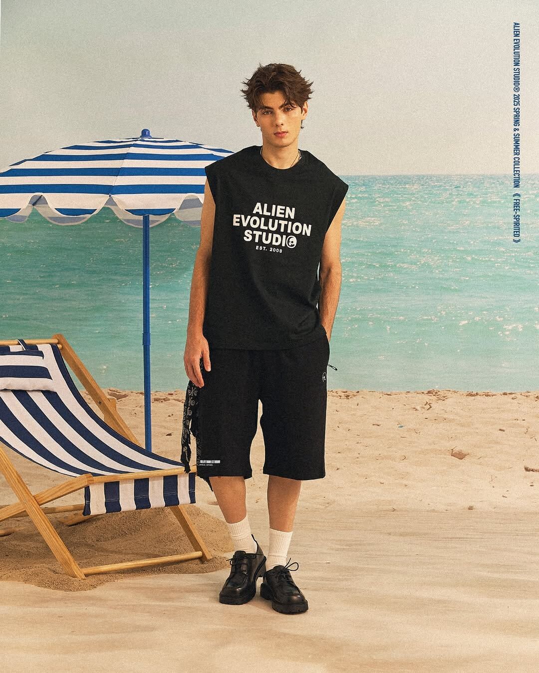 AES 寬肩背心 Coolmax® 高透氣 防潑水 黑/白 25 S/S TYPEFACE TANK TOP