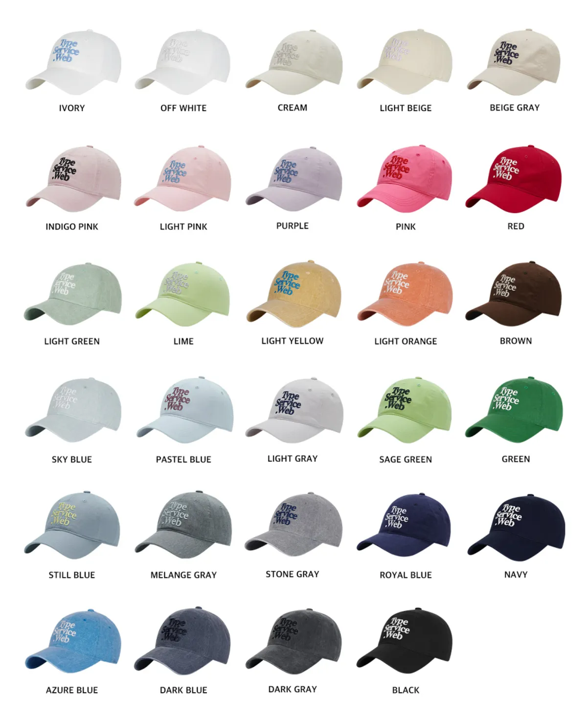 #韓國連線預購 Typeservice Web Cap 經典款素色 刺繡老帽 29色