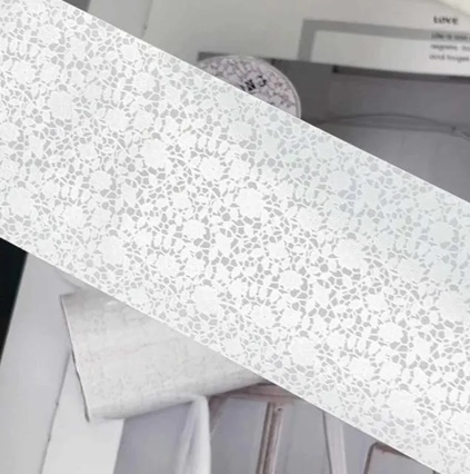 韓國 ggaggong．白色蕾絲 6cm描圖紙卷膠帶  <只有整捲>