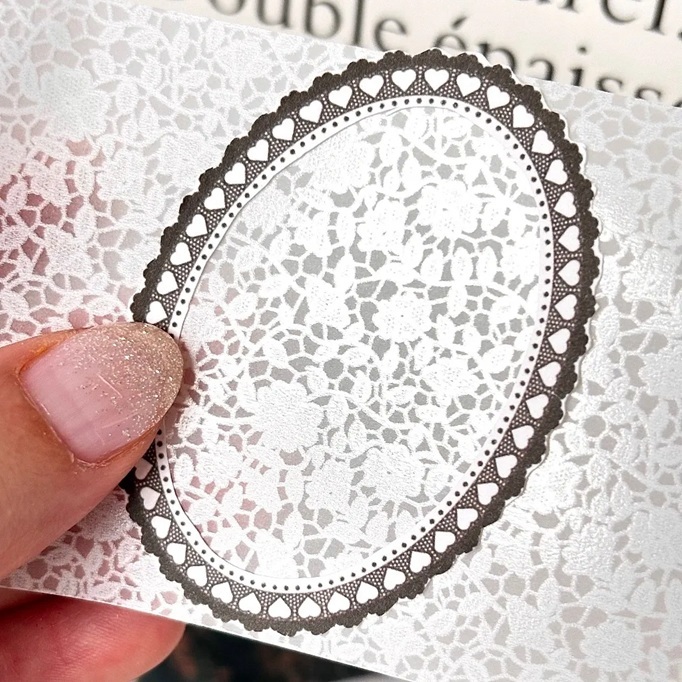 韓國 ggaggong．白色蕾絲 6cm描圖紙卷膠帶  <只有整捲>