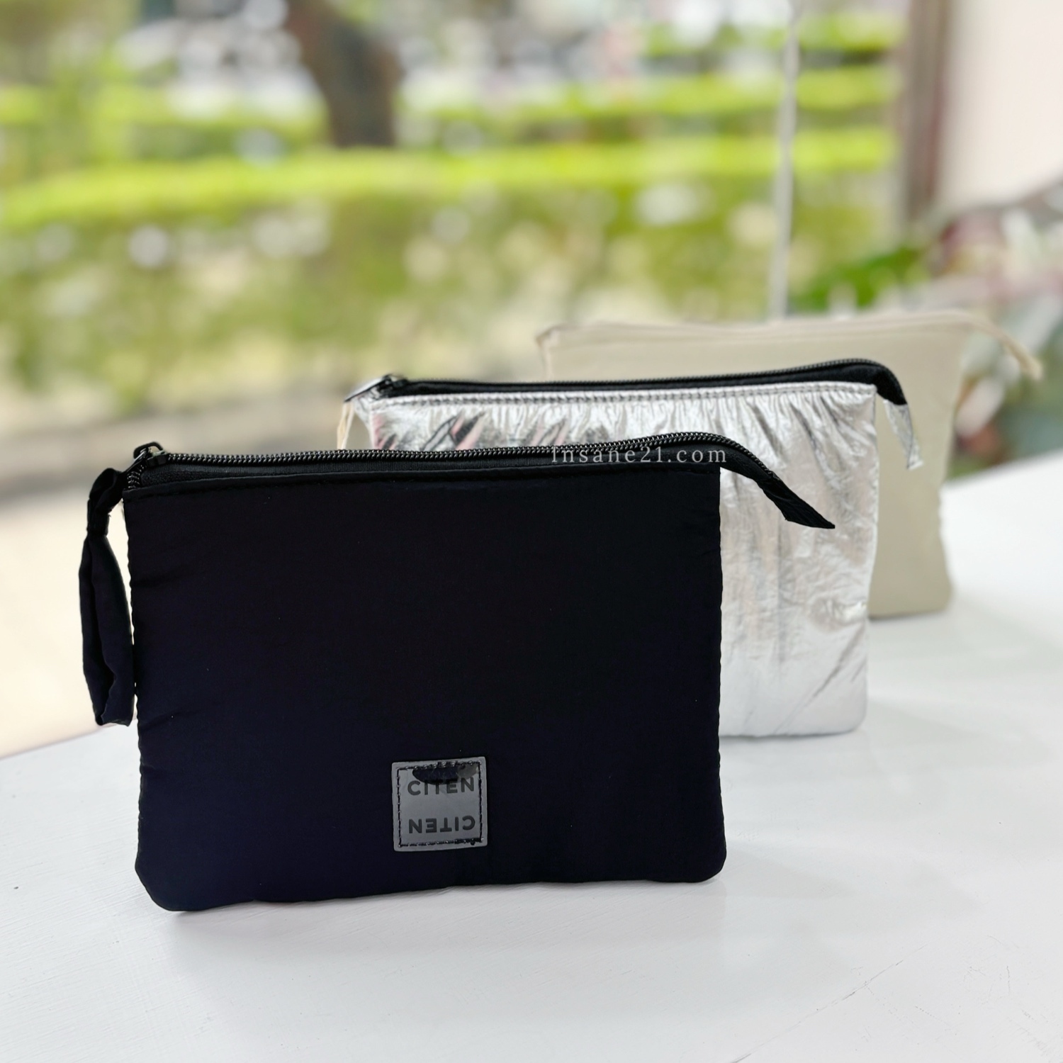 CITEN 方形 收納包 雙層 隔層 日本代購 素色 經典LOGO