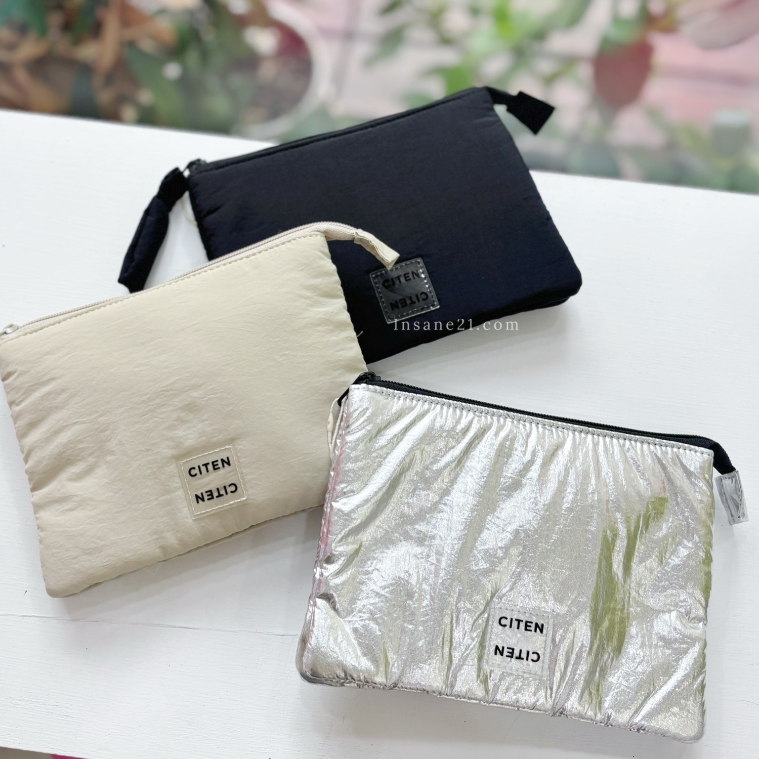 CITEN 方形 收納包 雙層 隔層 日本代購 素色 經典LOGO