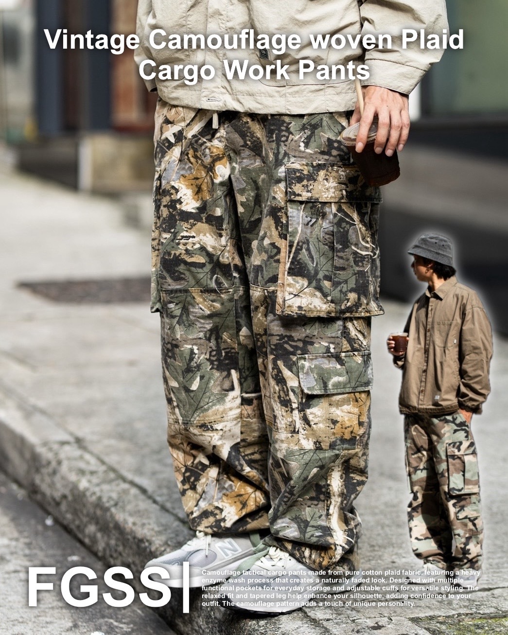 #預購 FGSS 復古迷彩 梭織格紋 CARGO 工裝褲 兩色