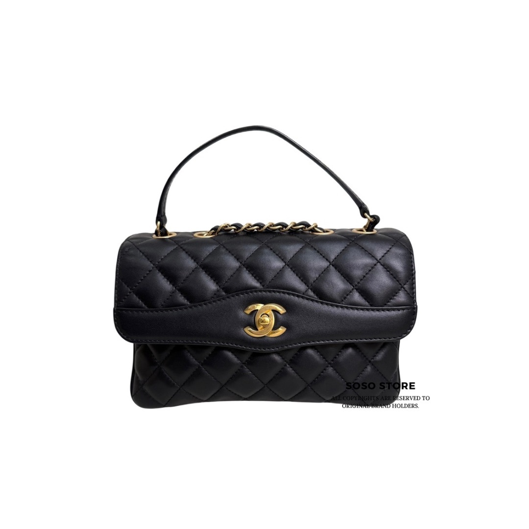 Chanel Lard Coco Vintage Flap Bag - Black / Ghw