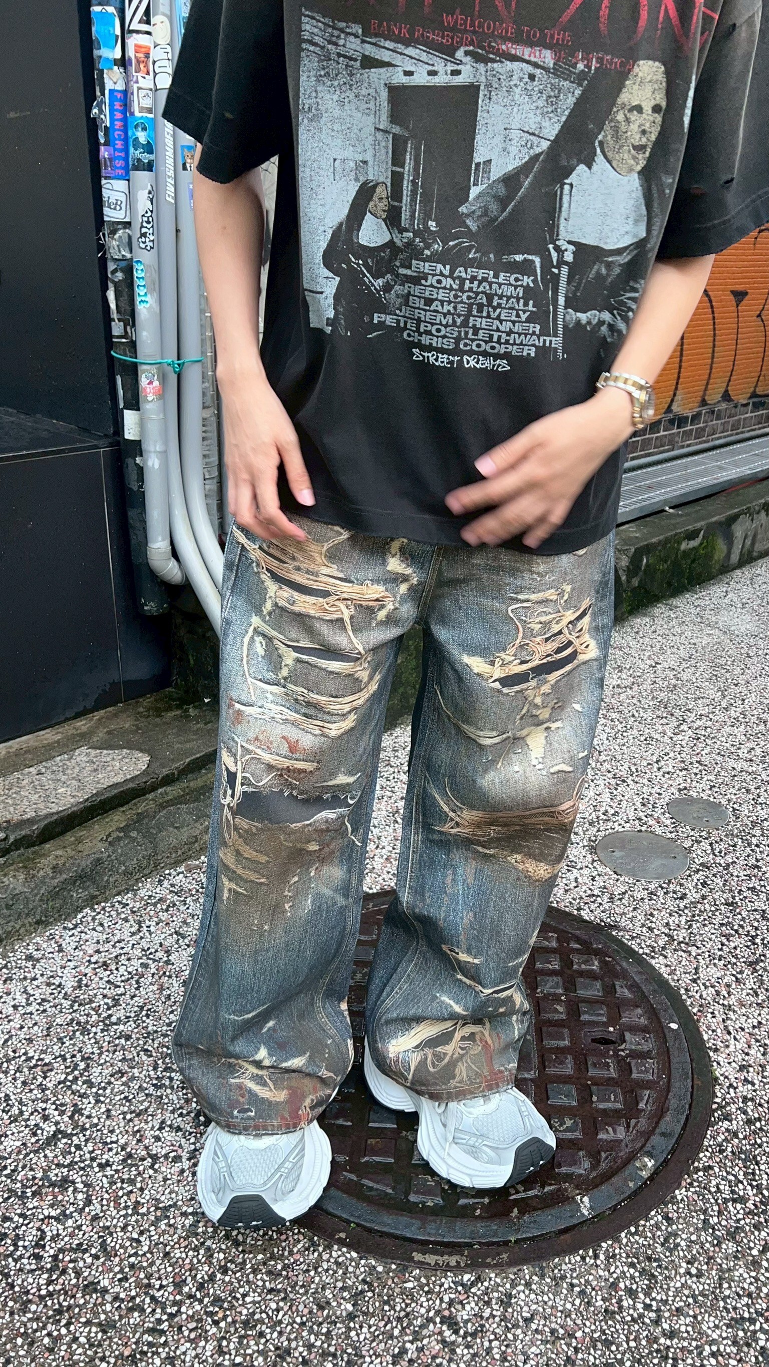 REGEN ZONE 24FW 做舊髒染大破壞牛仔裤