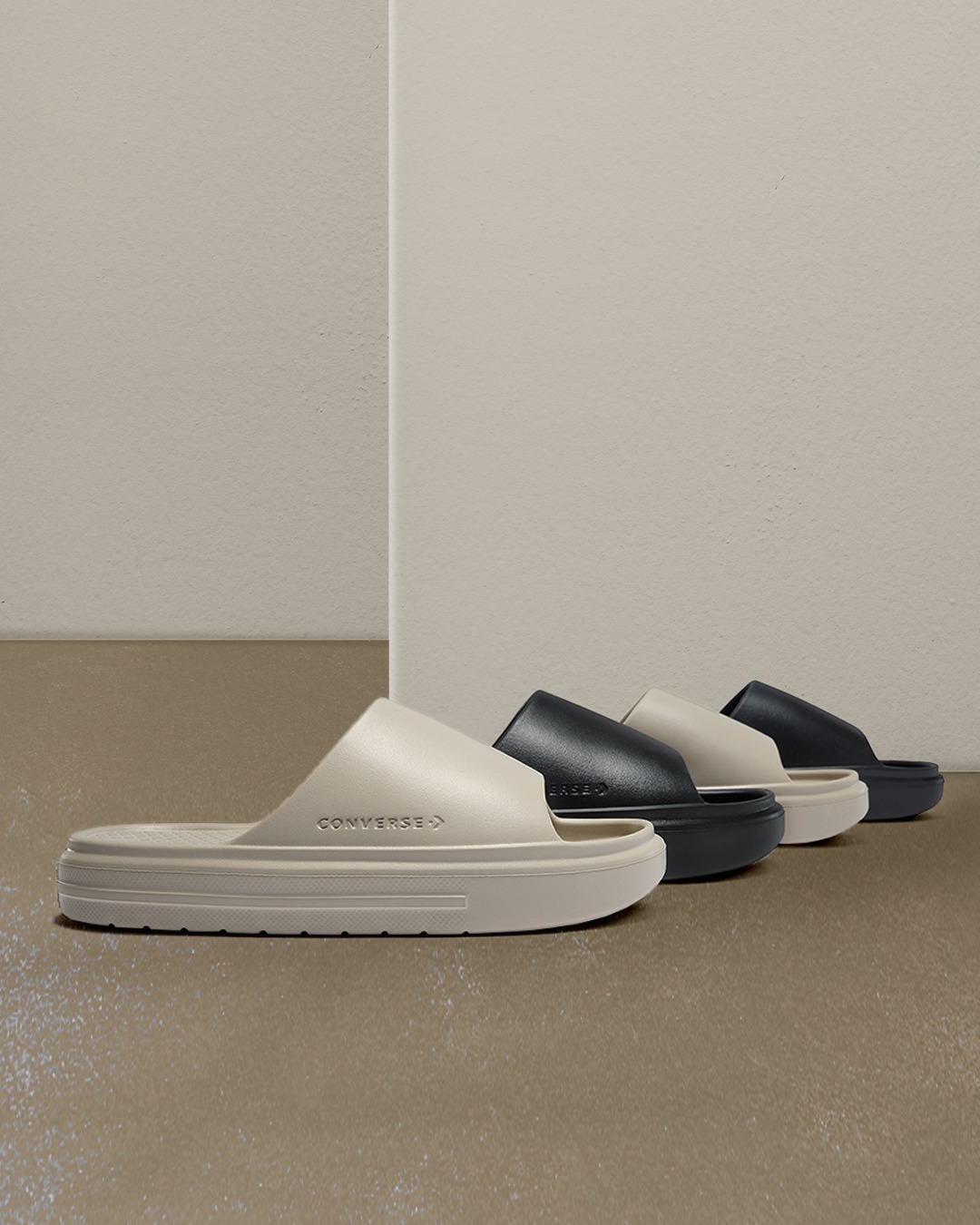 iSNEAKERS｜Converse Essential Slide 卡其色 A12175C 黑色 A12174C