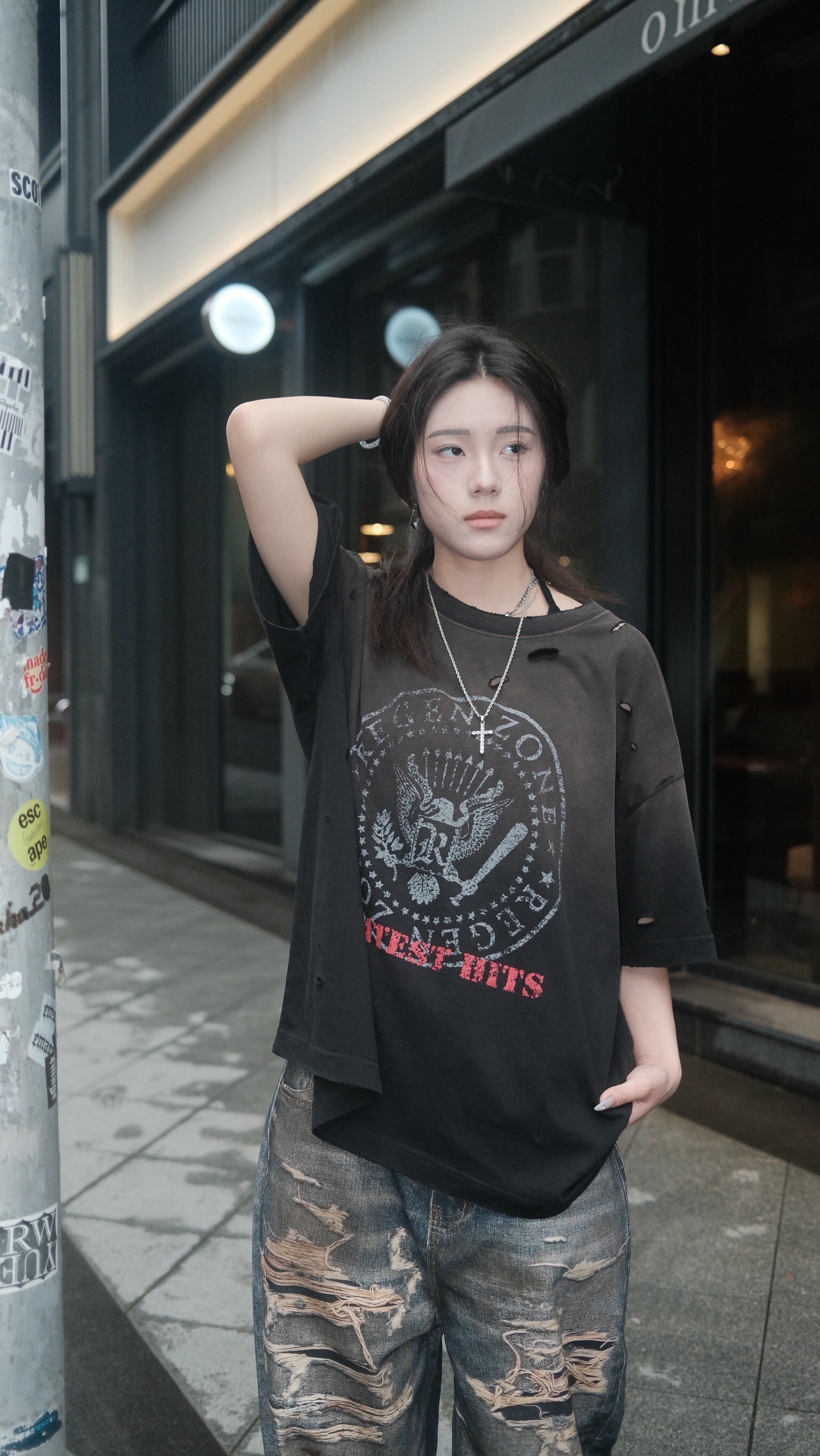 REGEN ZONE 25ss「RIOT」血鷹護衛樂隊水洗破壞Tee-05