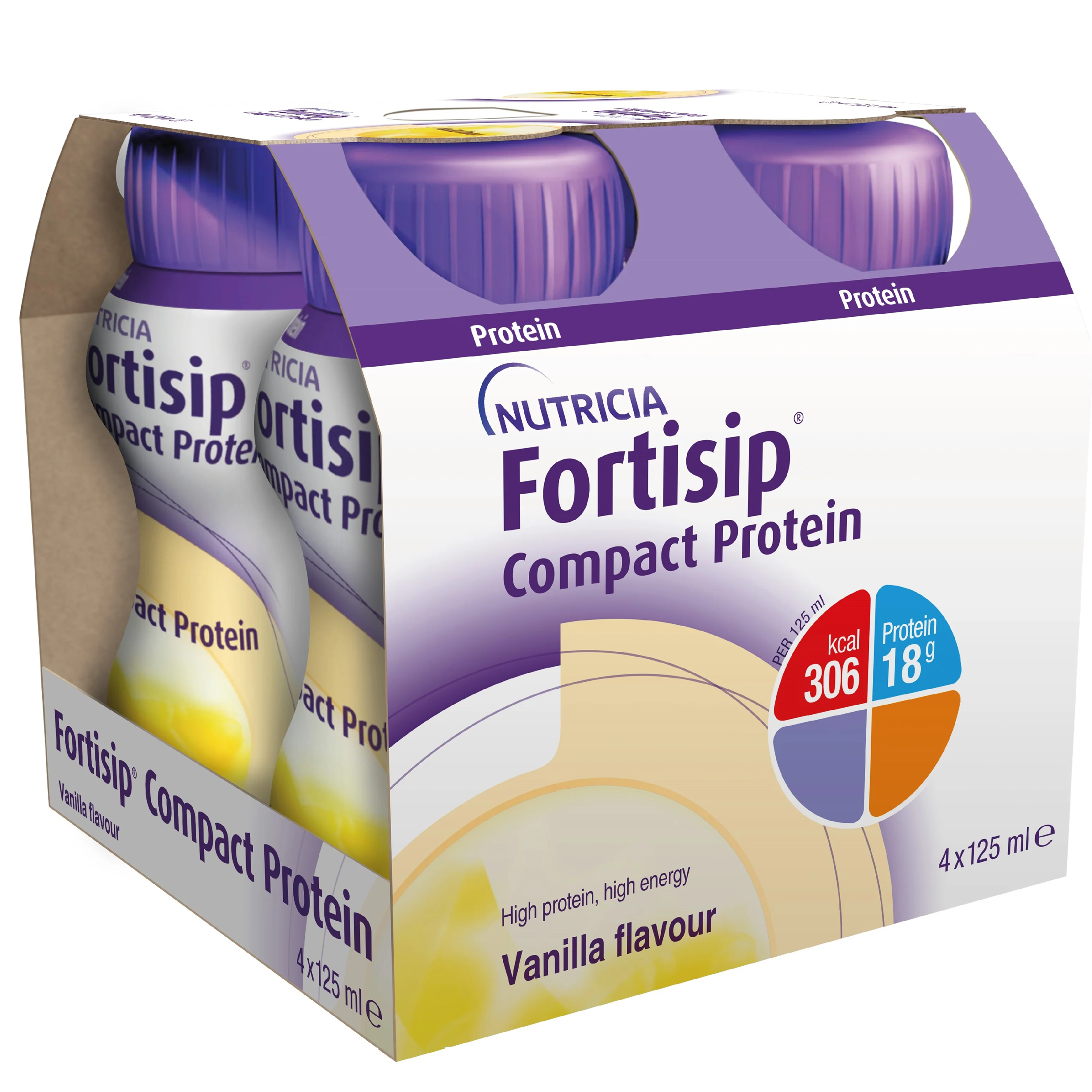 NUTRICIA FORTISIP 營保健 醫院指定高能量高蛋白質營養品 125毫升 (雲喱拿味) (盒裝：125ml x 4支) [H6540010065] 【4支/盒，6盒/箱)