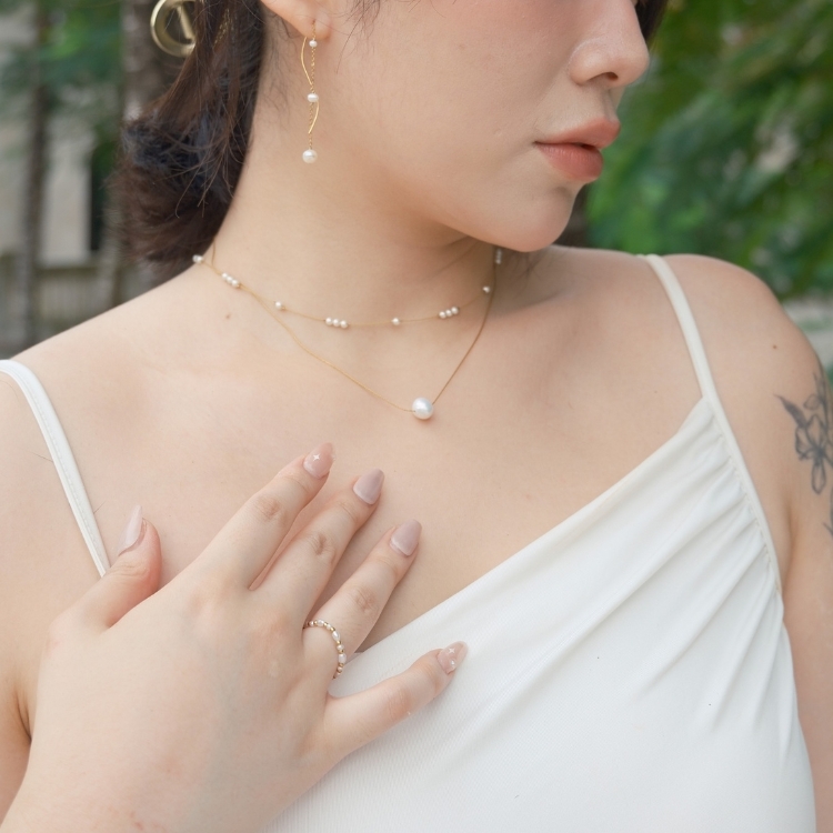 只有一顆 是剛剛好 天然珍珠 鈦鋼項鍊