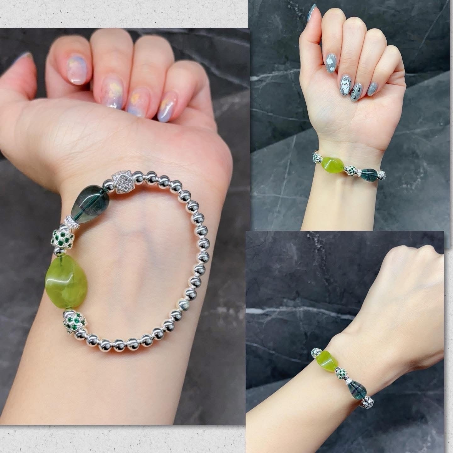 （青提奶蓋+高質水滴營石） 天然水晶