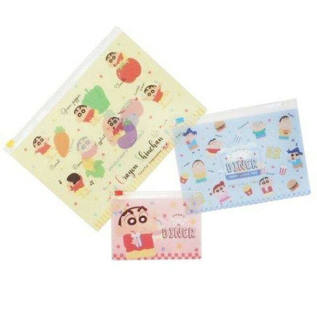 日本 蠟筆小新 Zip Bag 夾鏈袋套裝 (3入)