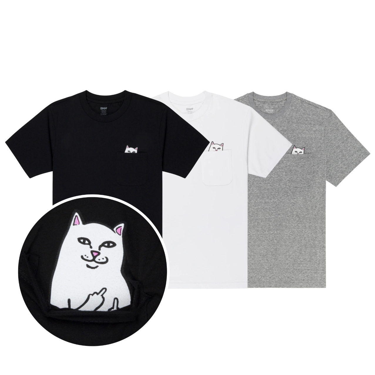 中指貓 Lord Nermal Pocket Tee 3-Pack 黑白灰 短袖 短T 3入組