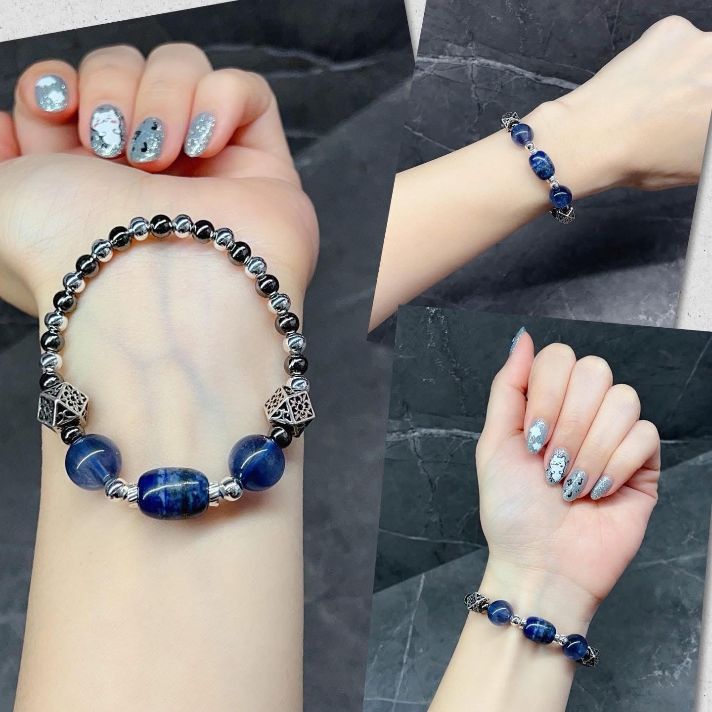 搶啦～只有少量✌️天然水晶DIY 青金石+拉絲藍螢石❤️