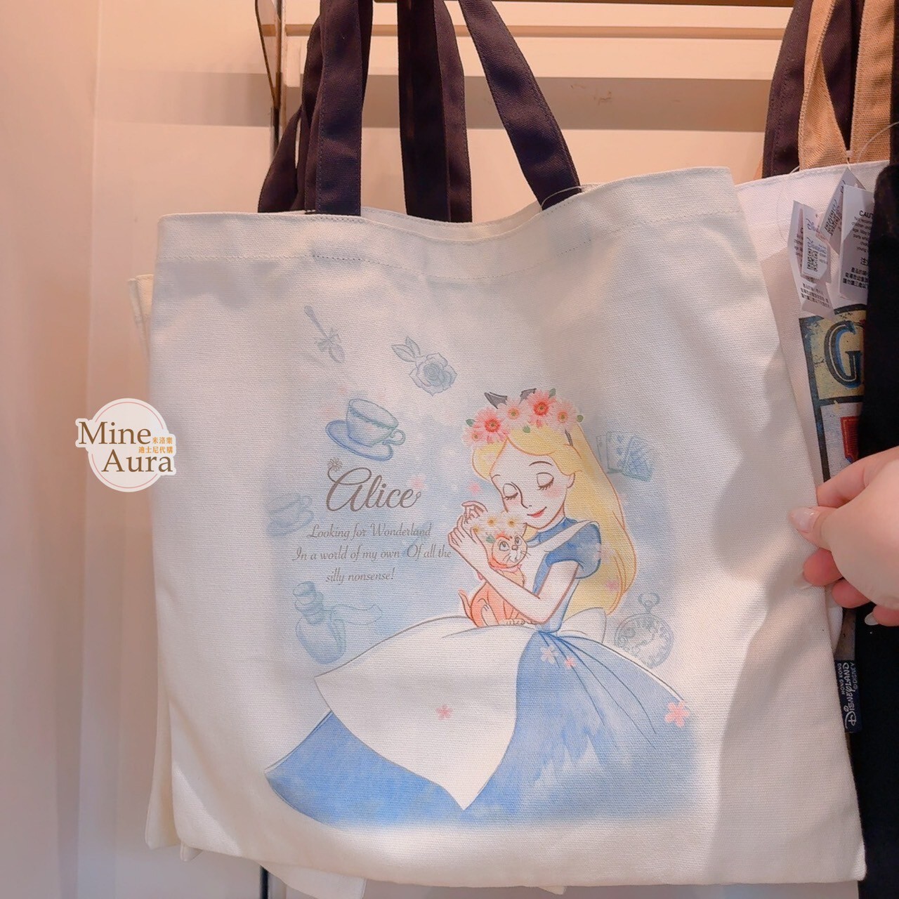 愛麗絲 Alice 抱貓咪 圖案 手提袋 手提包 愛麗絲夢遊仙境 Alice in Wonderland -香港迪士尼樂園