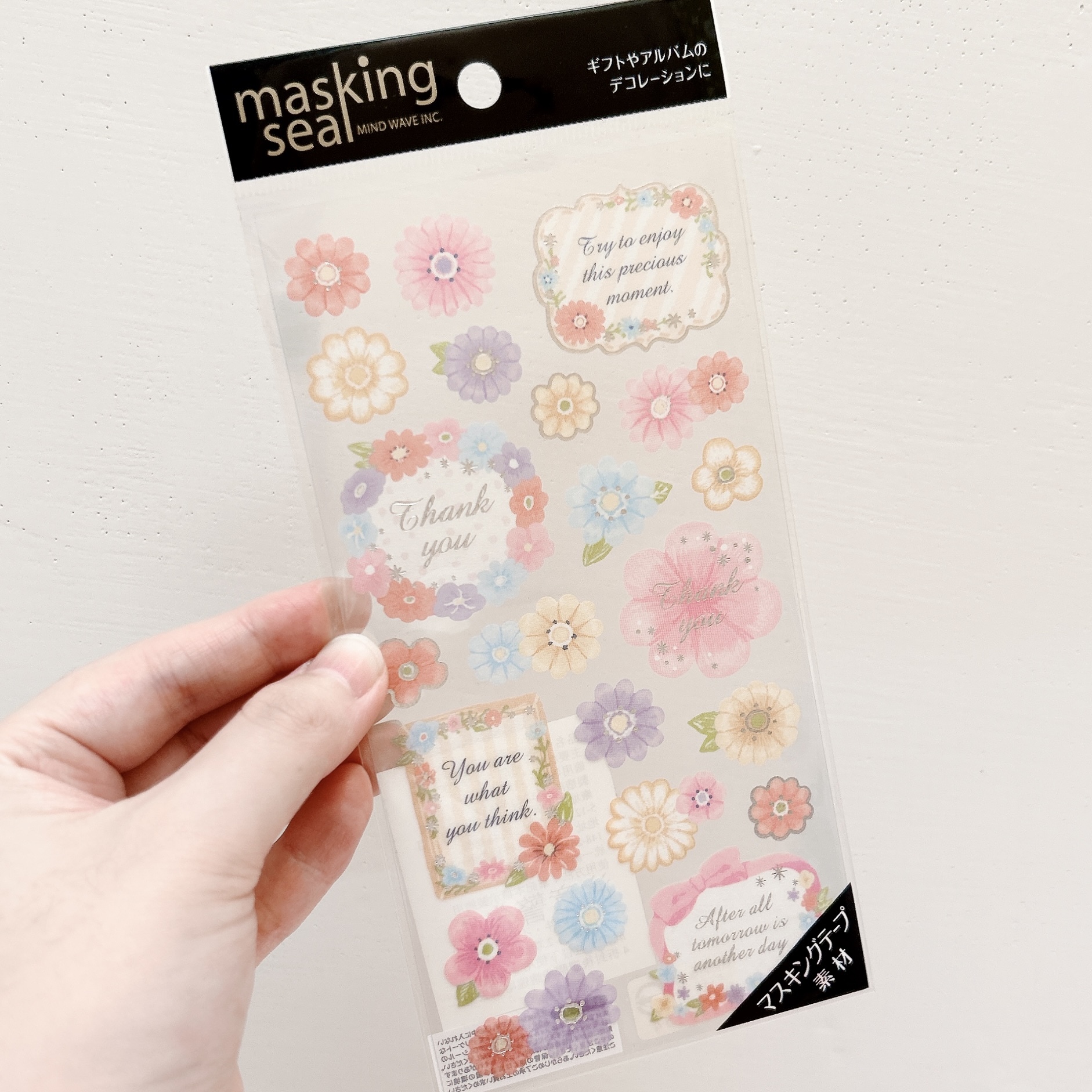 輕柔色彩 花朵 燙銀 和紙材質 貼紙｜MINDWAVE 日本
