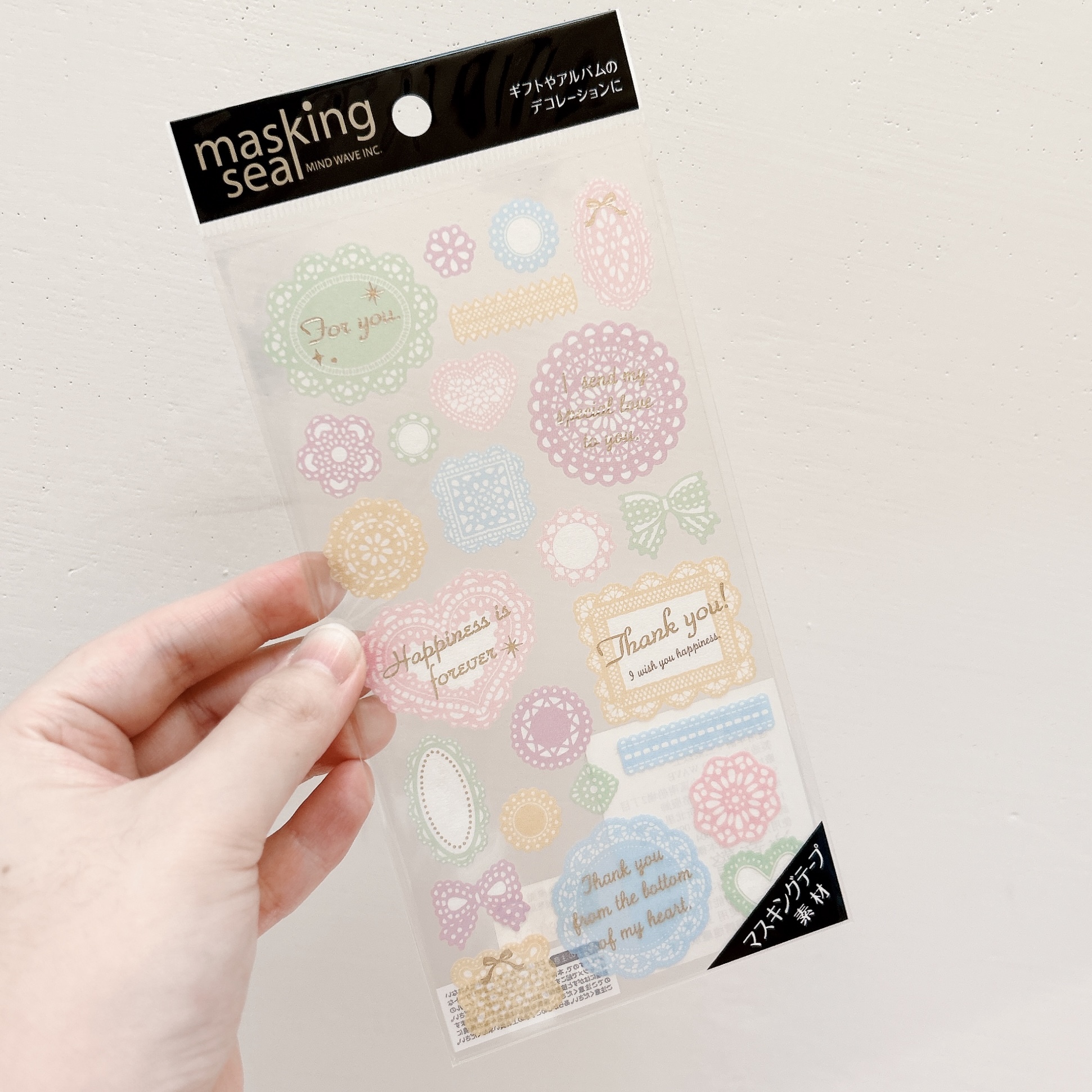 輕柔色彩 蕾絲 燙銀 和紙材質 貼紙｜MINDWAVE 日本