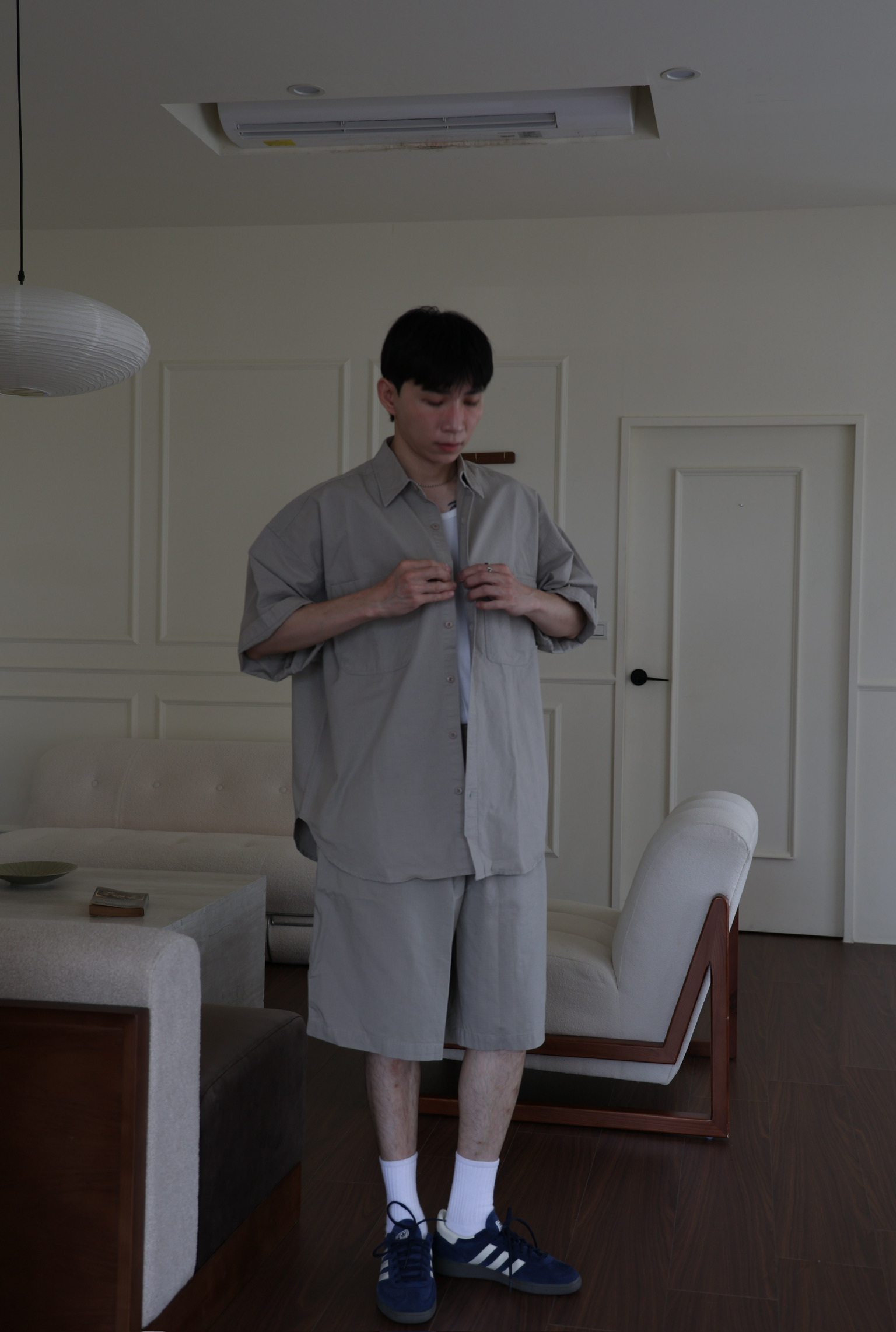 洗舊小格車線短衫