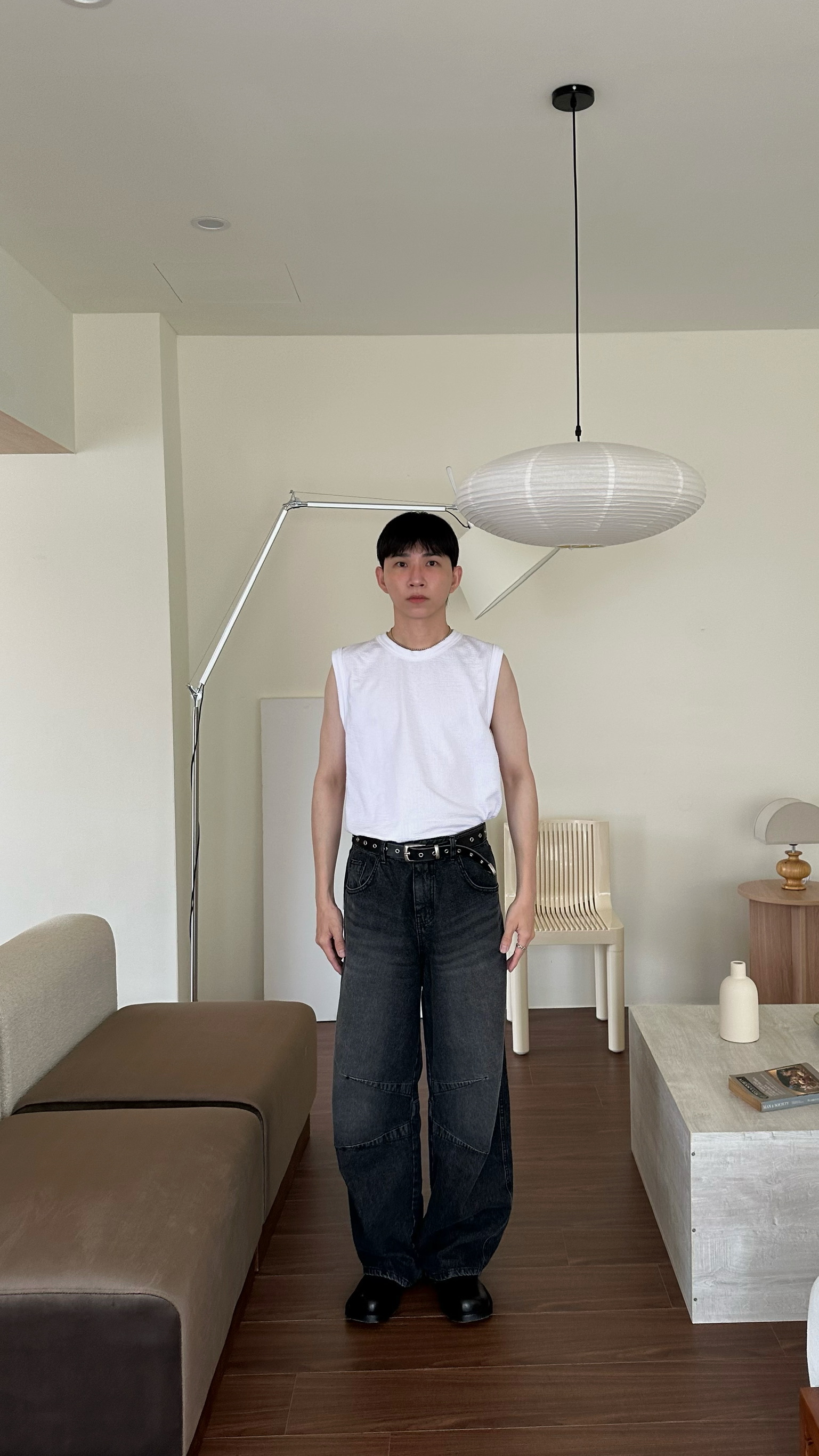 鬆餅格顯肩線背心