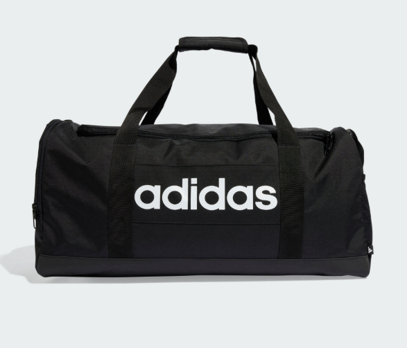 Adidas Linear Duffel M Black Medium Travel Gym Bag | Multifunctional Shoulder Crossbody Bag/JUN25