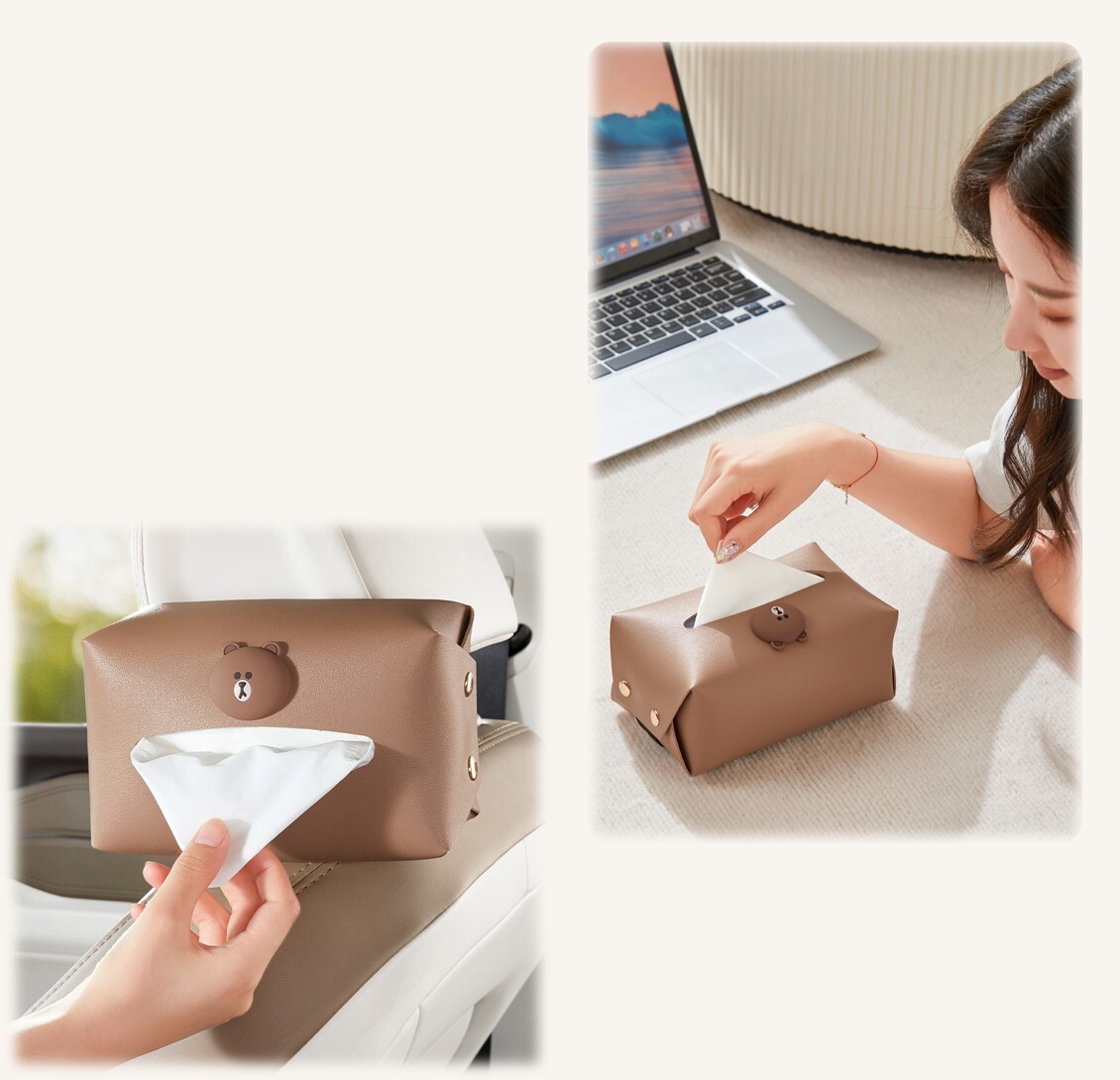 LINE FRIENDS | 多用PU皮革紙巾套 |Brown