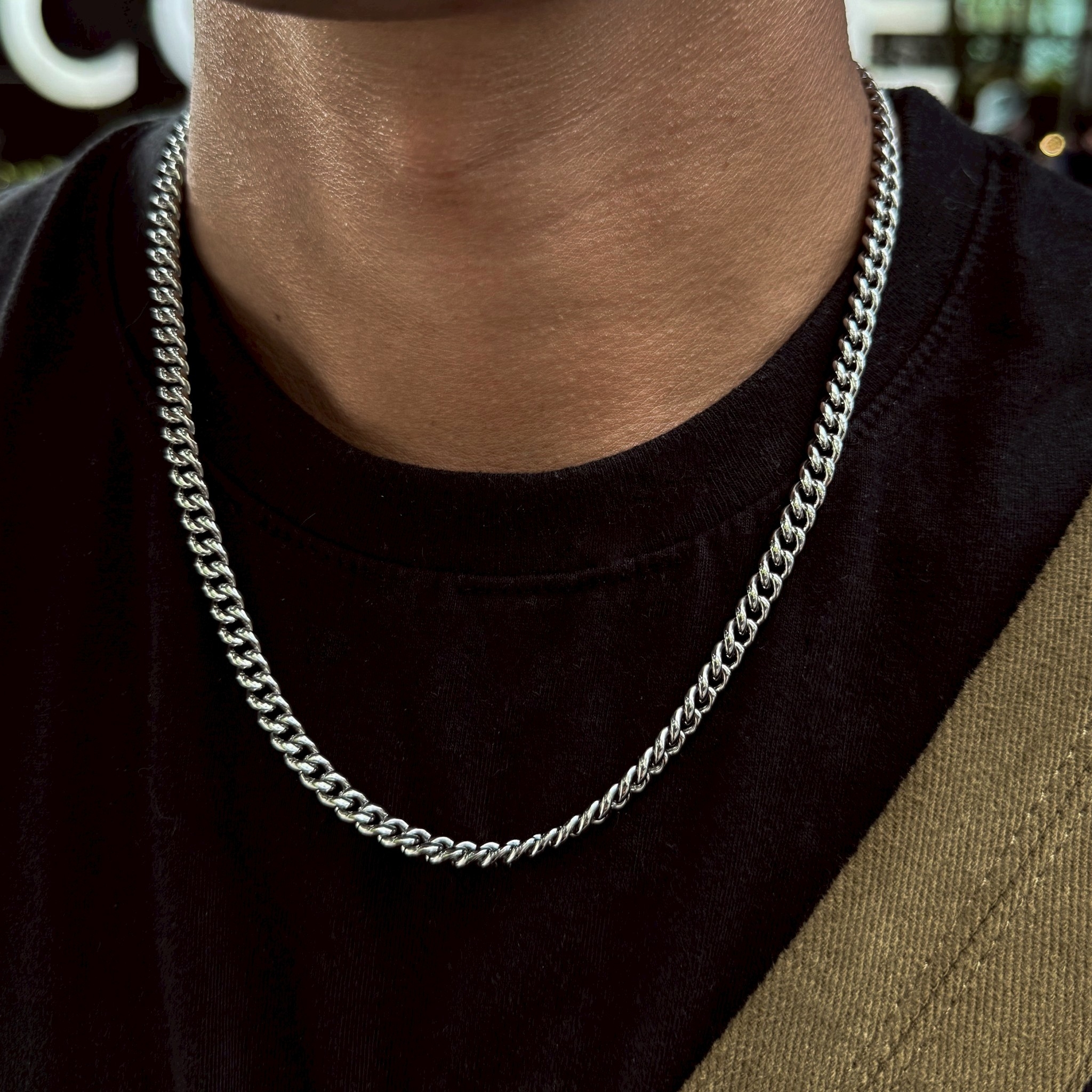 街頭必備鈦鋼金屬銀色項鍊  Q0010