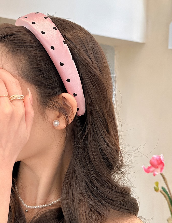 Heart & Polka Dot Satin Headband
