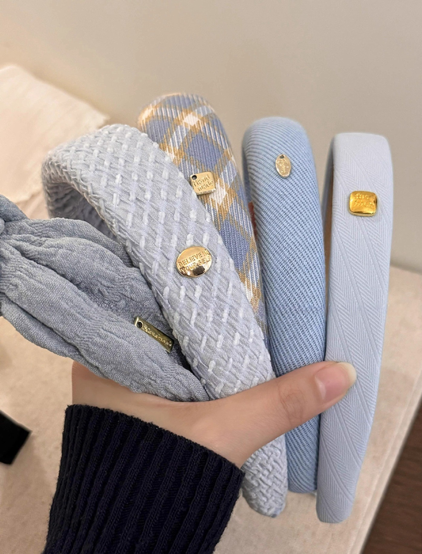 Gold Label Blue-Toned Ins Style Headband