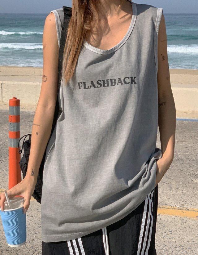 洗水英文字背心 manhattans-033V