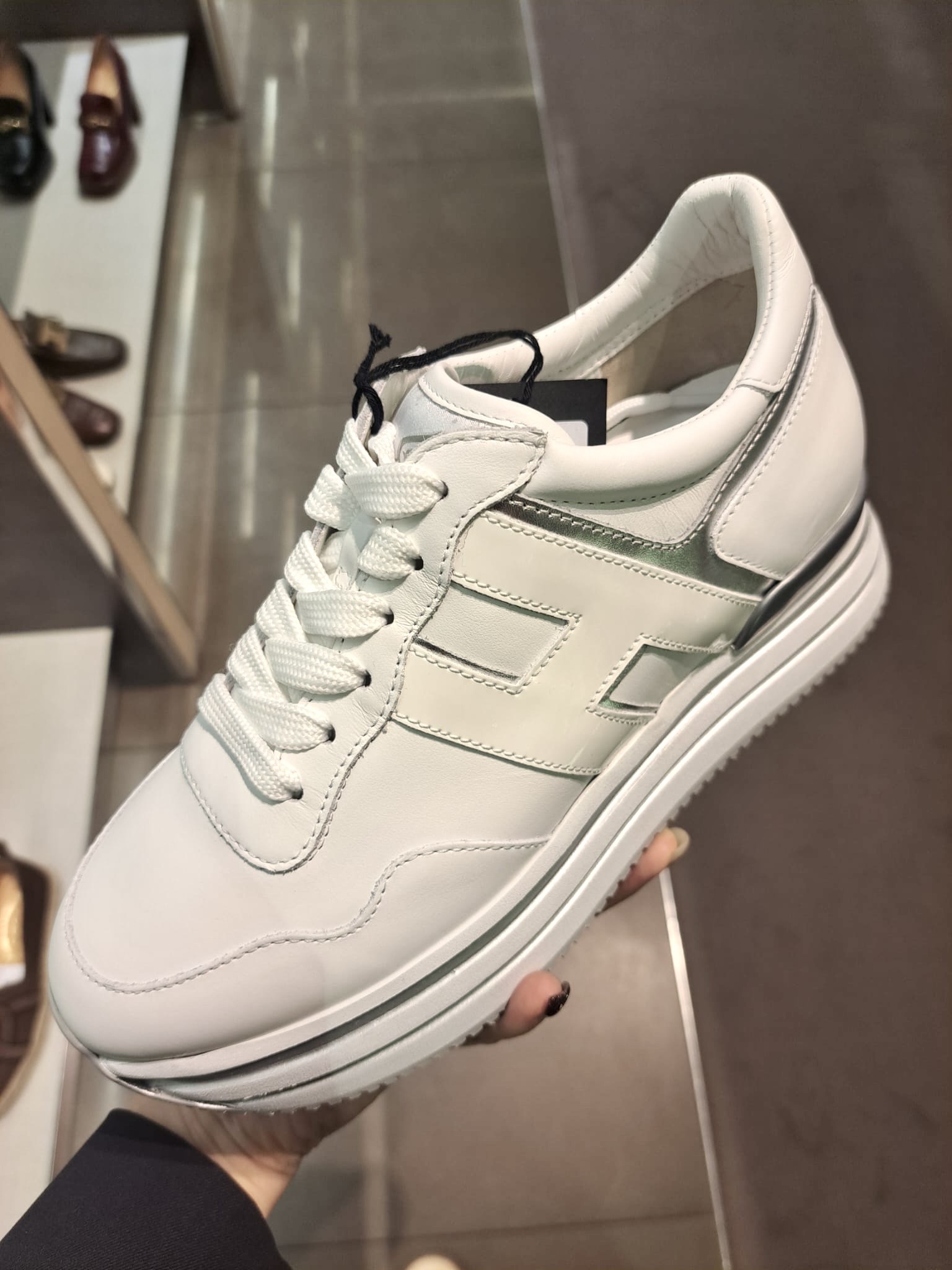 Hogan midi platform sneakers white silver