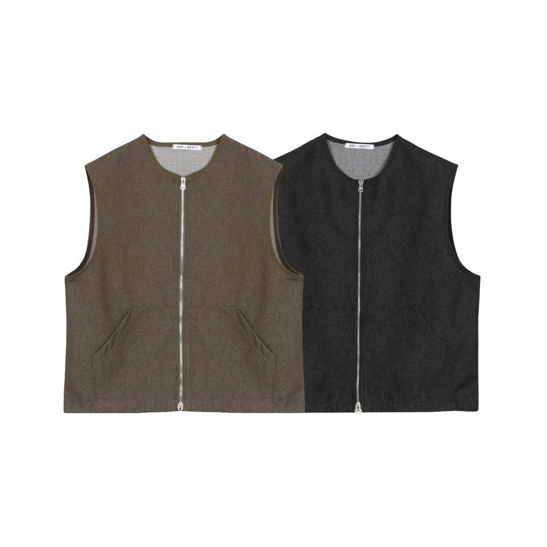 淨色拉鍊背心褸 And Liberty-036V