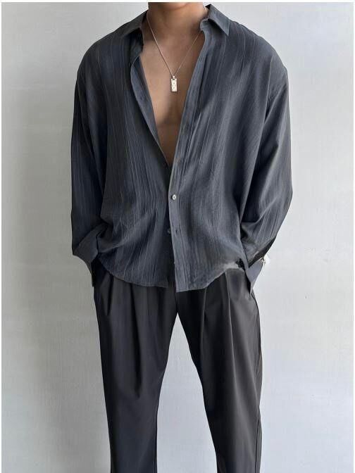 淨色暗紋長袖恤衫 And Liberty-041S