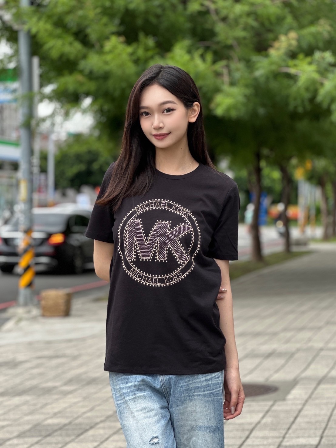 Michael Kors MK 水鑽圓圈大Logo 女款 短袖 短T