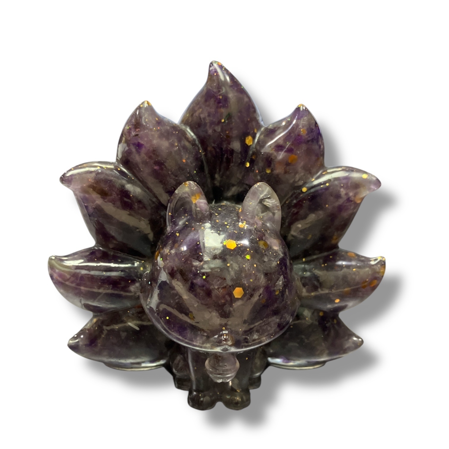 260219 -  A69 巨型紫水晶滴膠九尾狐擺件