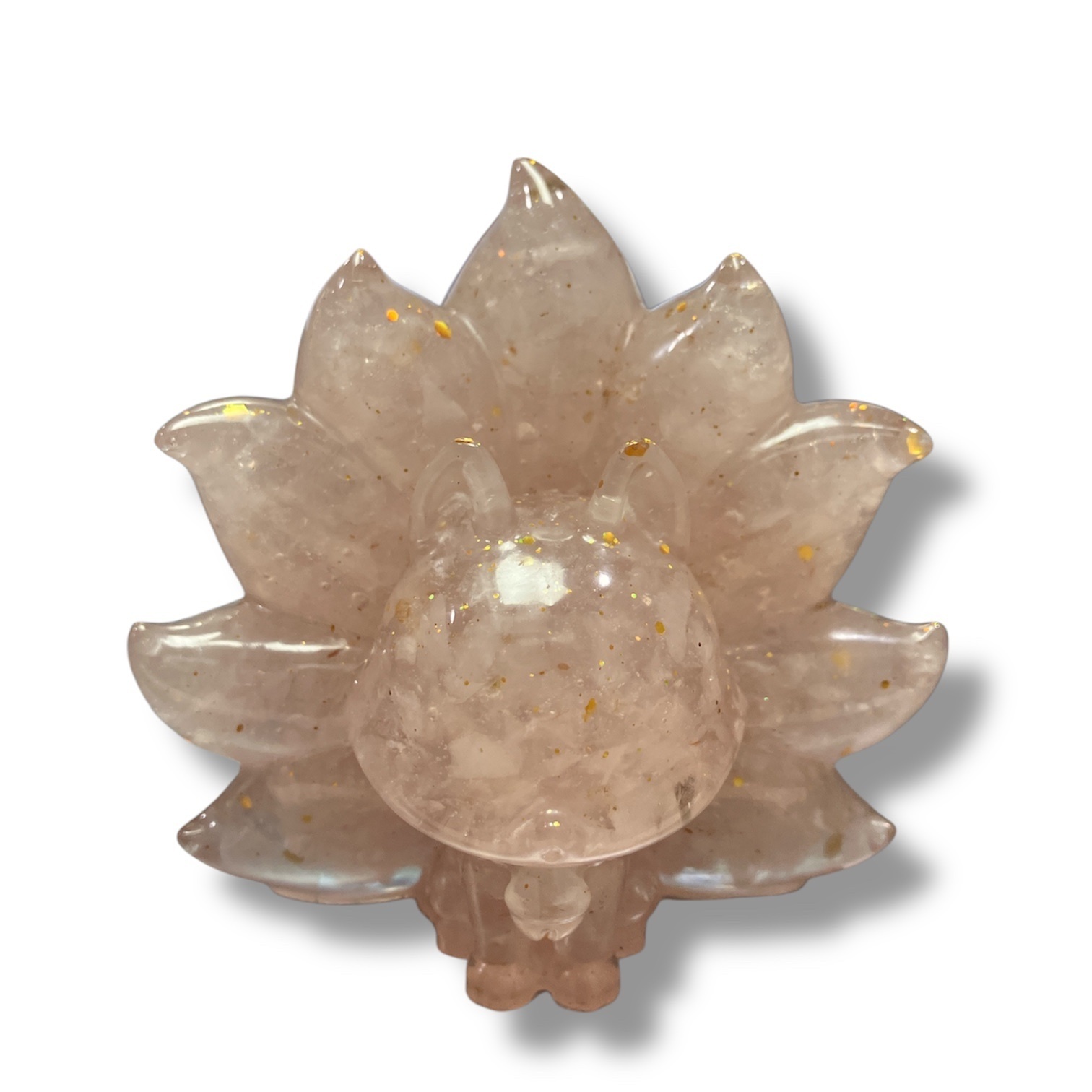 260219 - A80 巨型粉晶滴膠九尾狐擺件