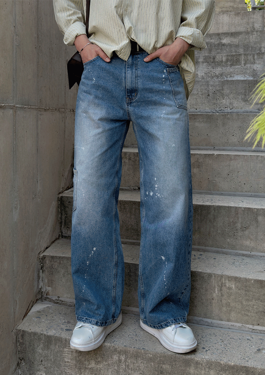 後口袋彩繪牛仔褲