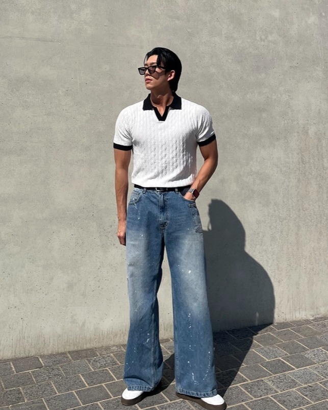 後口袋彩繪牛仔褲