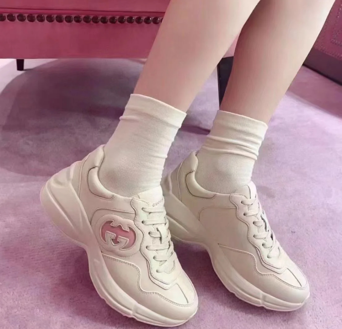 Gucci Rhyton women GG interlocking sneakers pink